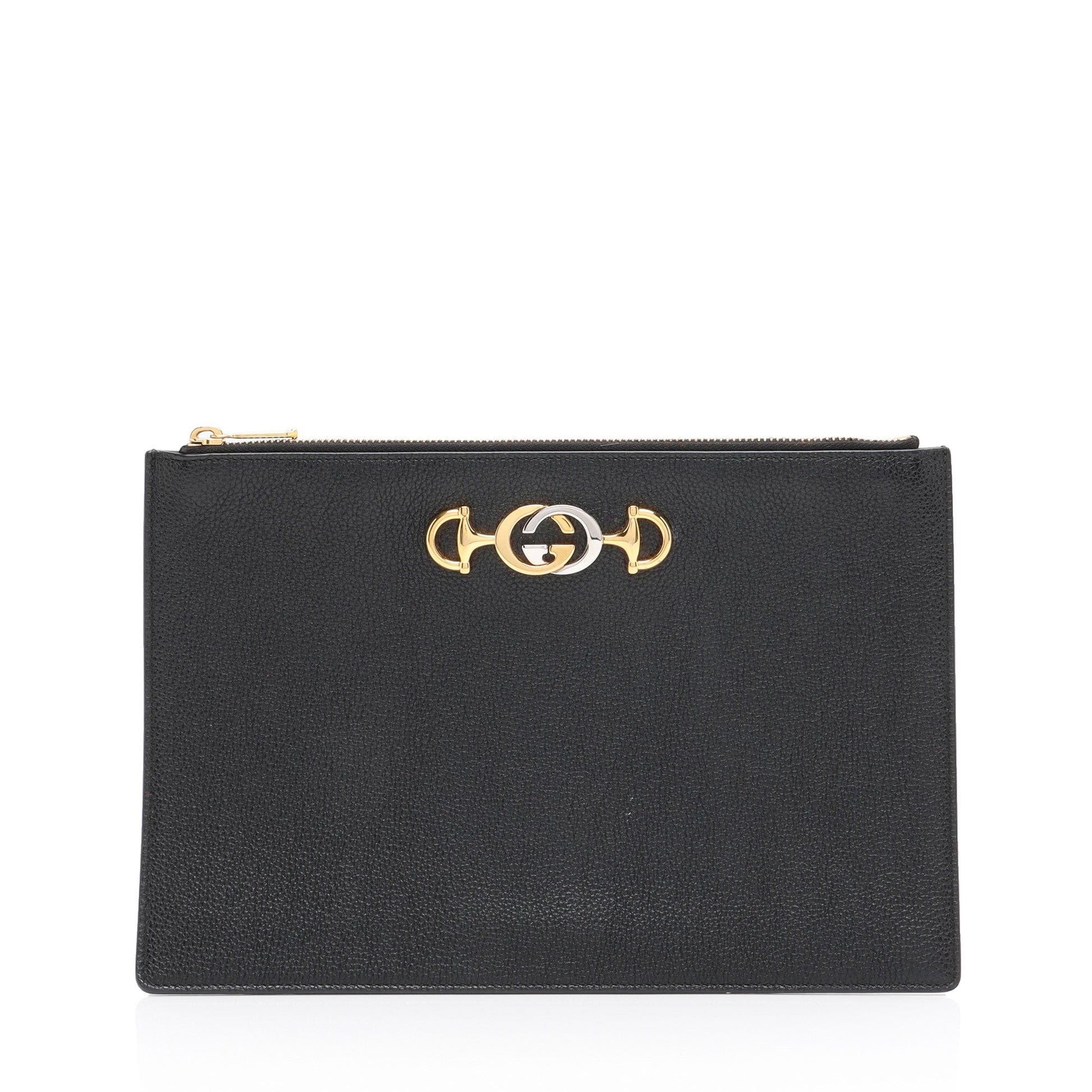 Gucci Nylon Pochette Leather Clutch
