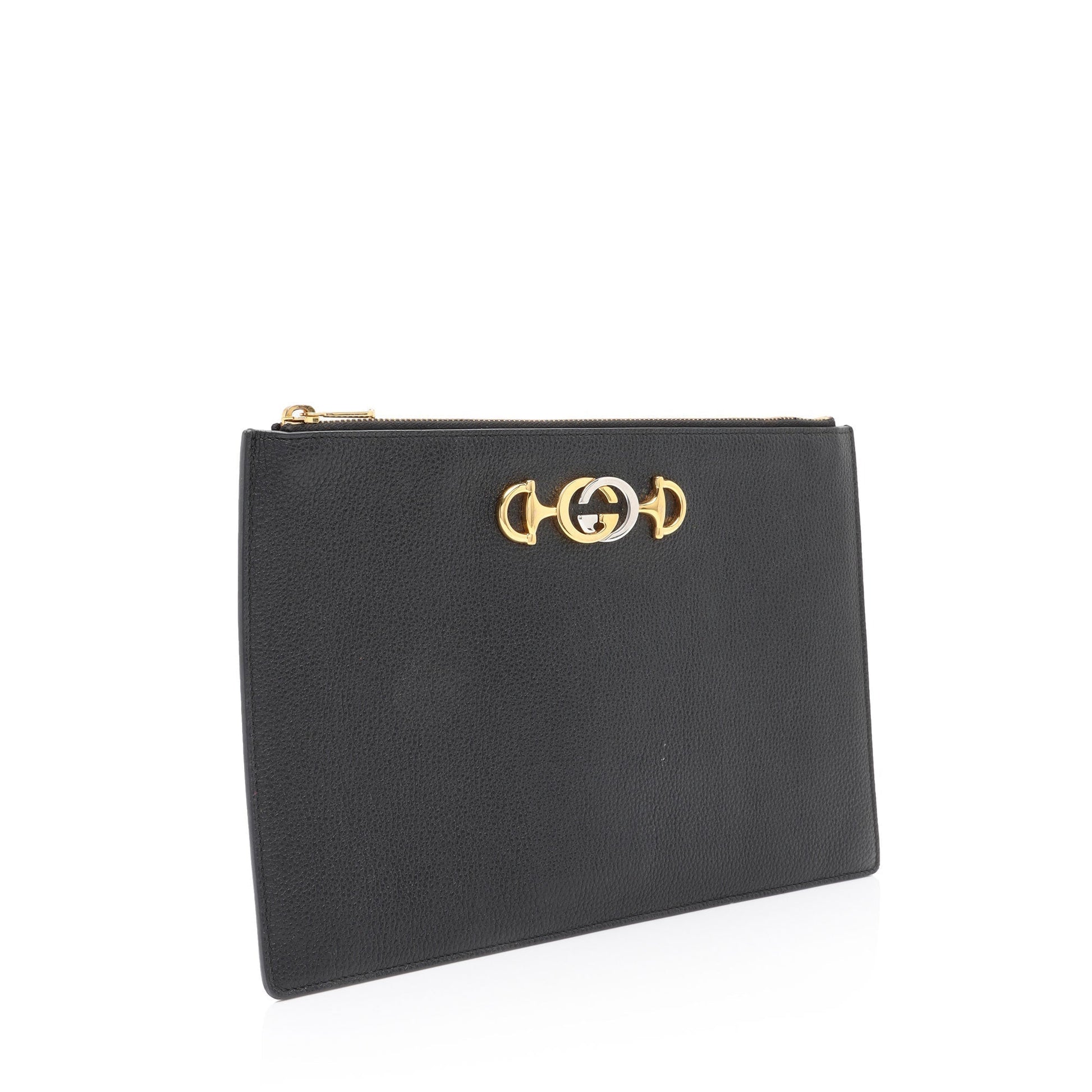 Gucci Nylon Pochette Leather Clutch