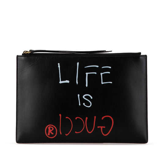 Gucci GucciGhost Life is Gucci Zip Pouch (SHG-W5HYYF)