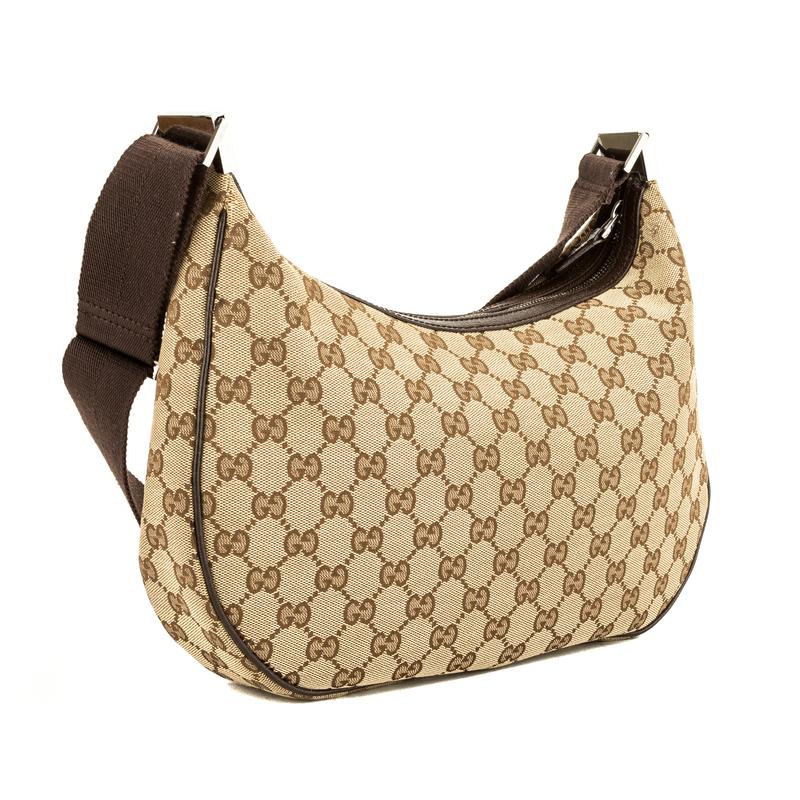 Gucci Monogram Caro Leather Canvas Shoulder Bag