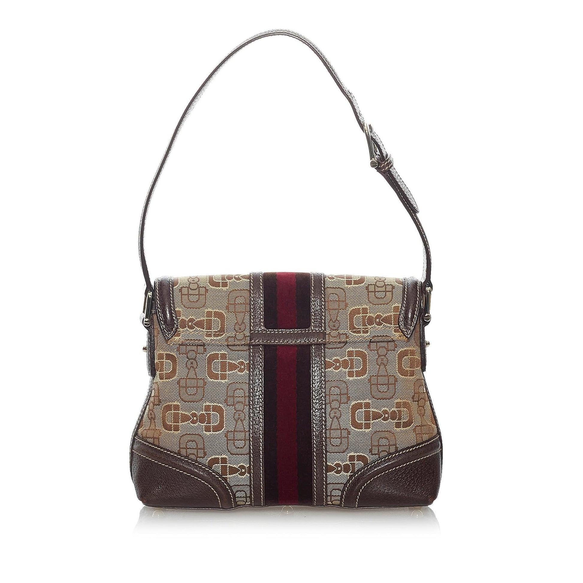 Gucci Horsebit Canvas Shoulder Bag