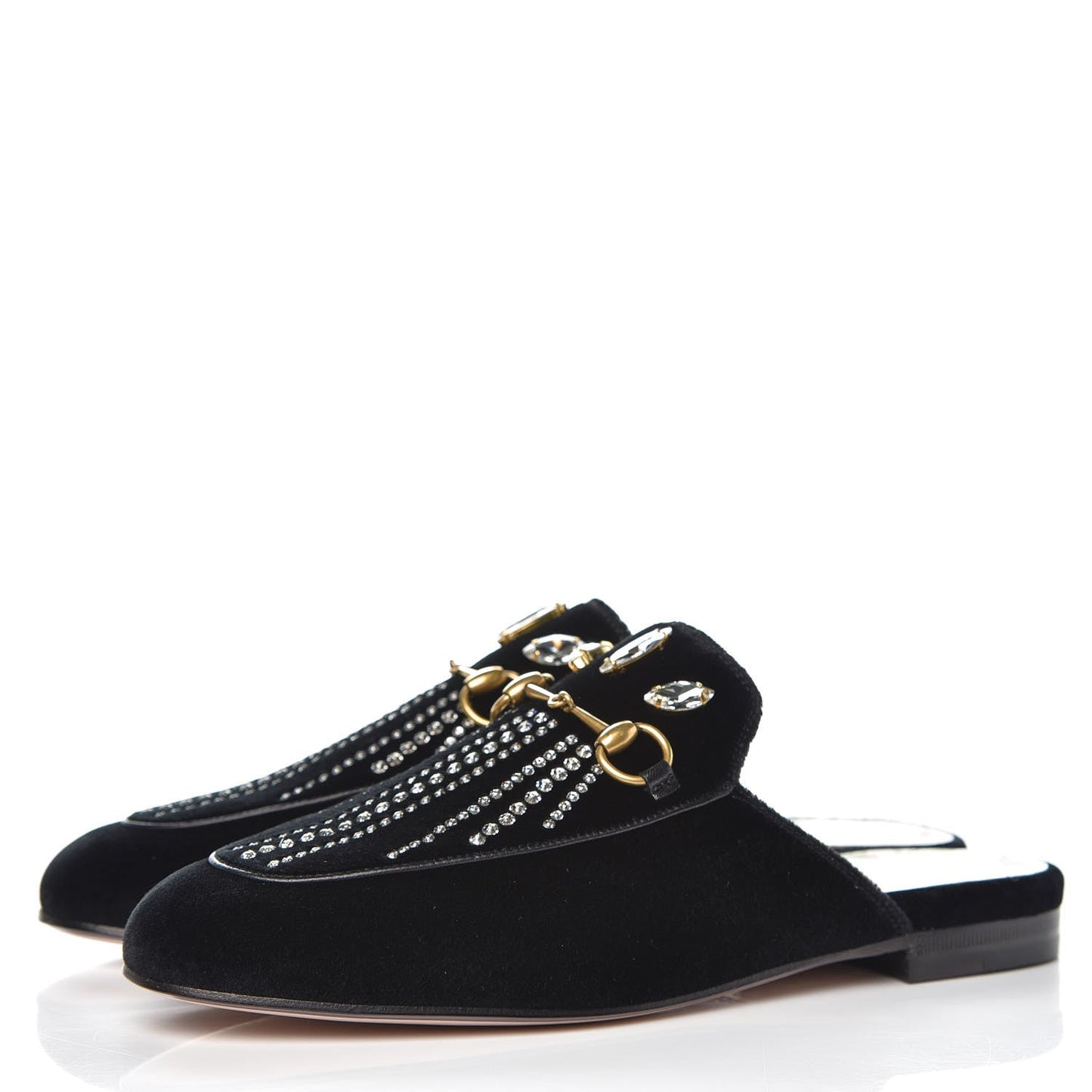 GUCCI HORSEBIT PRINCETOWN CRYSTAL EMBELLISHED VELVET MULES