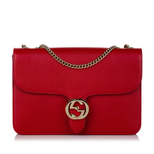Gucci Interlocking G Chain Leather Crossbody Bag (SHG-30083)
