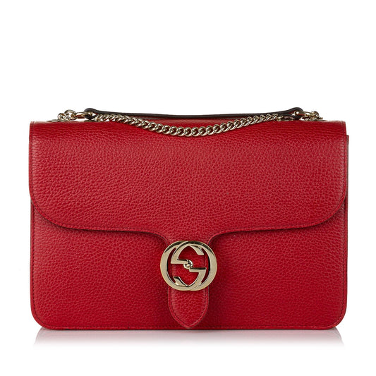 Gucci Interlocking G Chain Leather Crossbody Bag (SHG-32642)