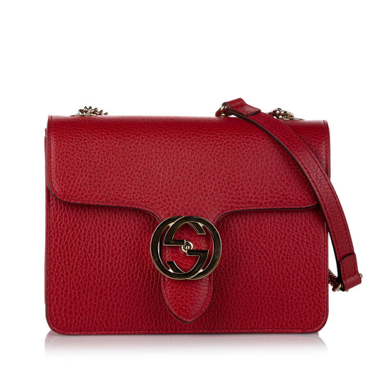 Gucci Interlocking G Leather Crossbody Bag (SHG-31144)
