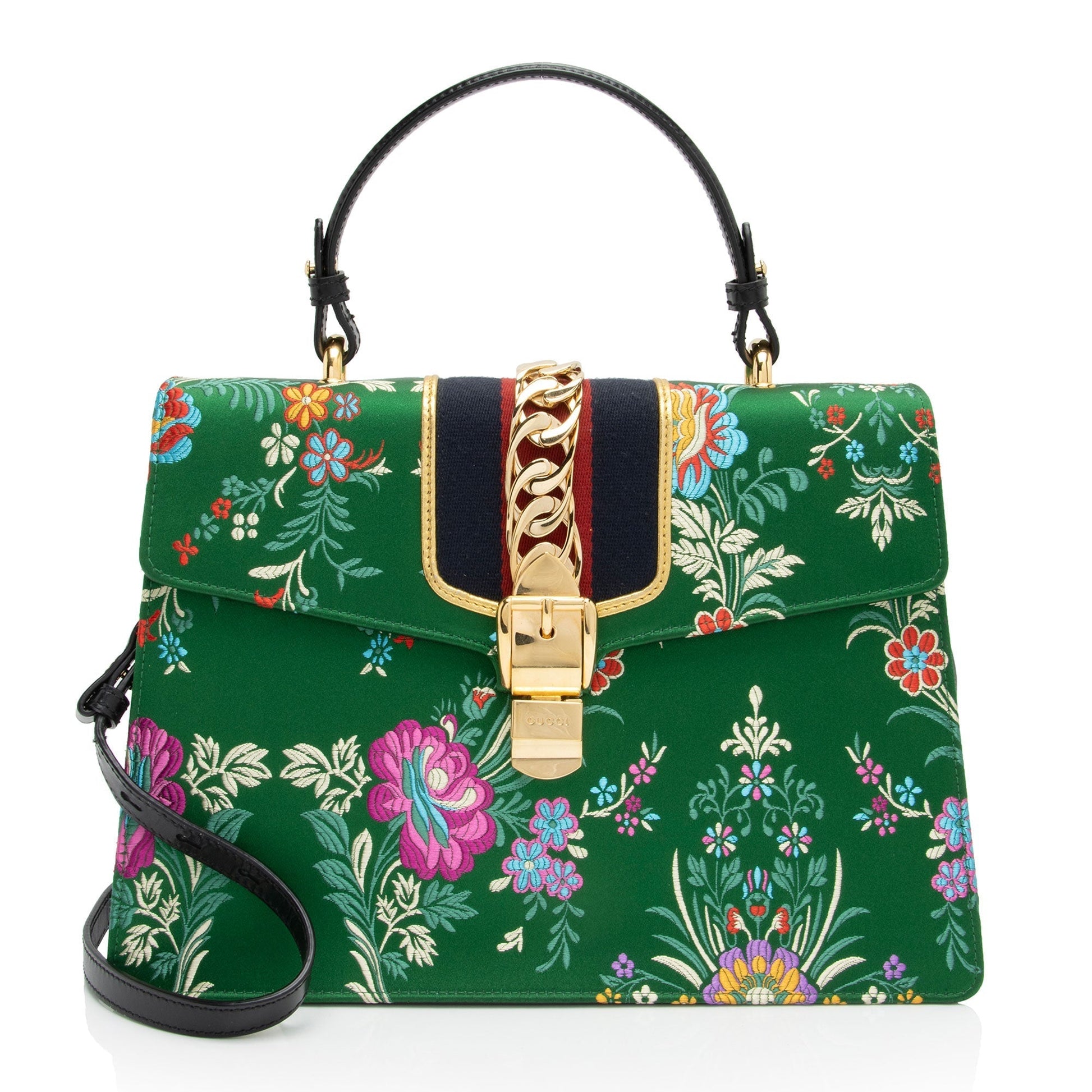 Gucci Nylon Leather Top Handle Shoulder Bag