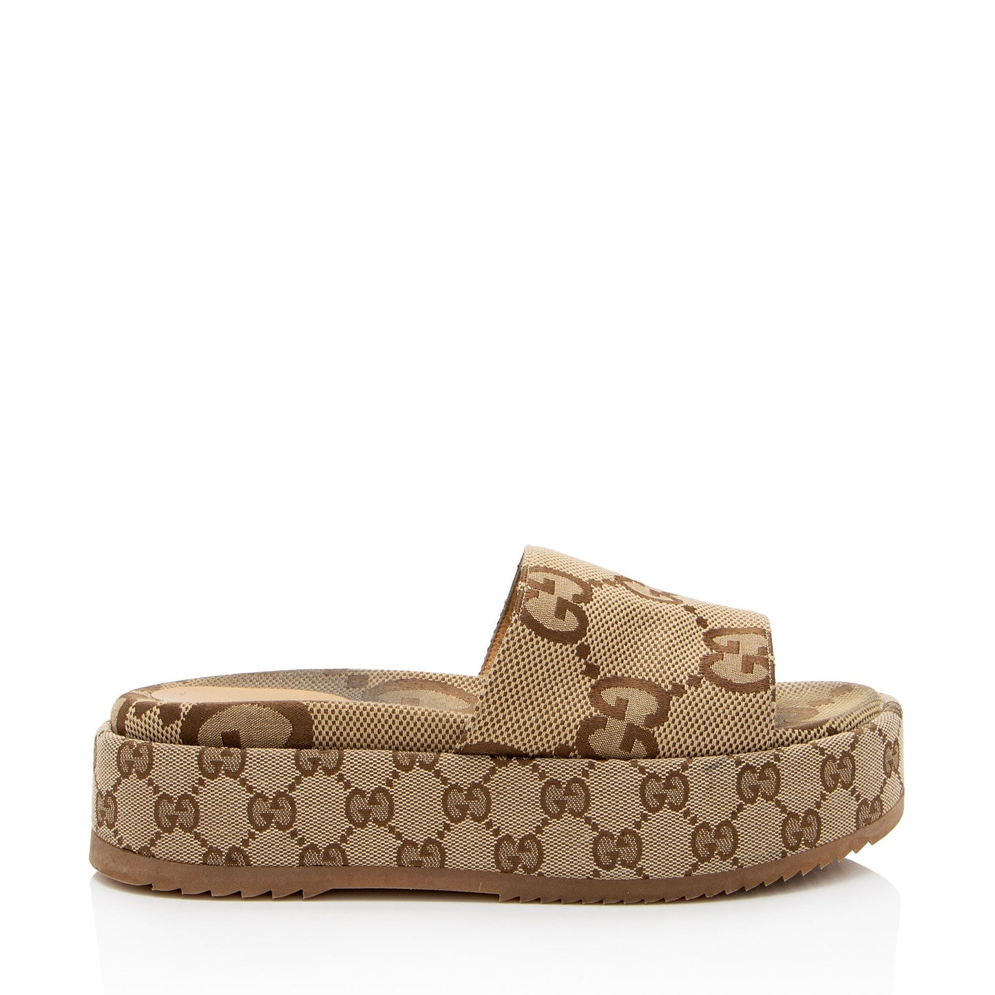 Gucci Jumbo GG Canvas Angelina Slide Platform Sandals - Size 8.5 / 38.5 (SHF-bkBL9w)