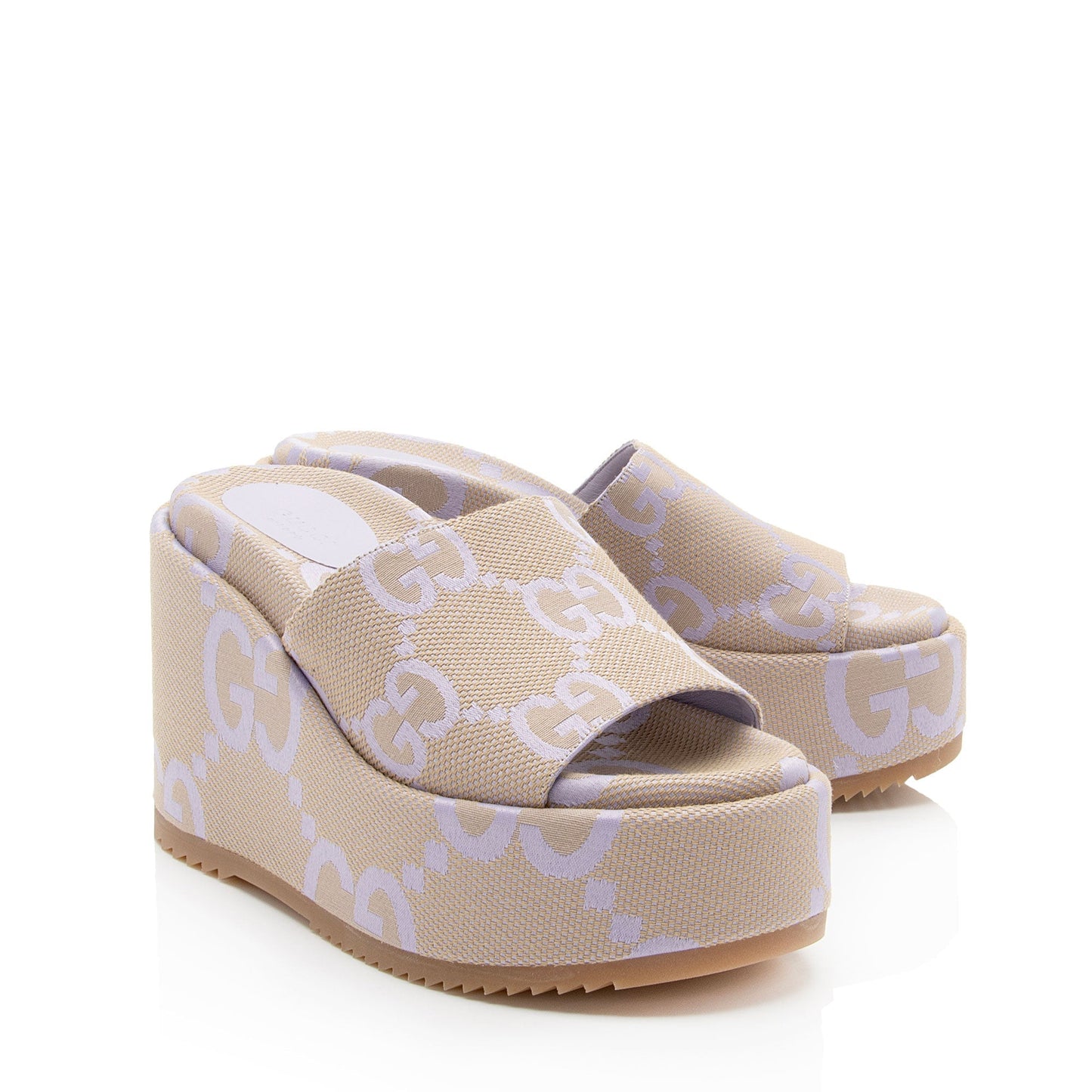 Gucci Jumbo GG Canvas Platform Wedge Slides - Size 7 / 37 (SHF-th537h)