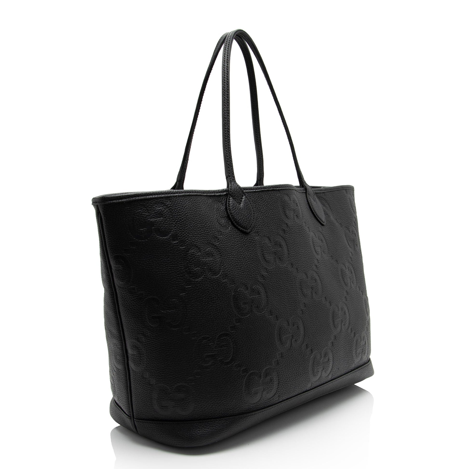 Gucci Pochette Leather Canvas Tote