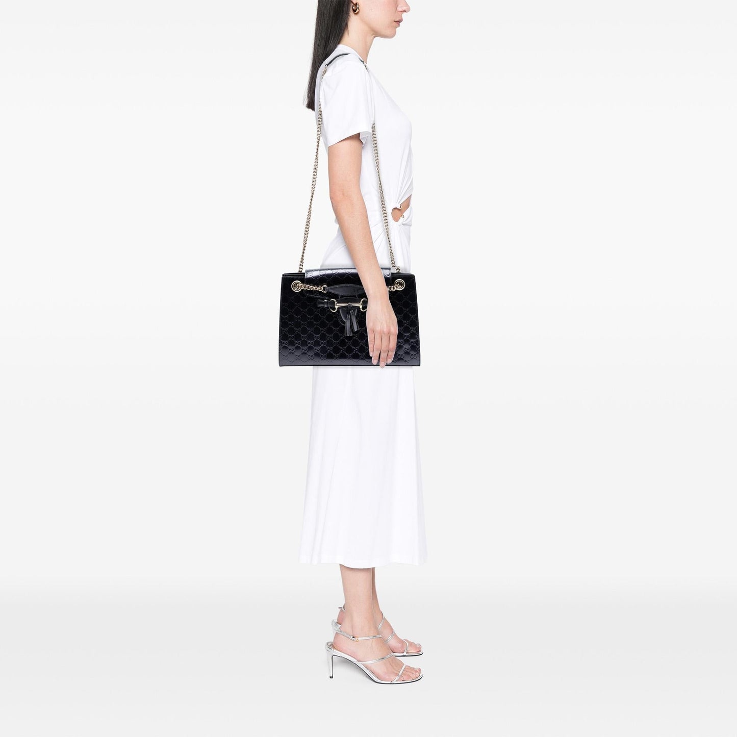 Gucci Large Guccissima Patent Emily Shoulder Bag
