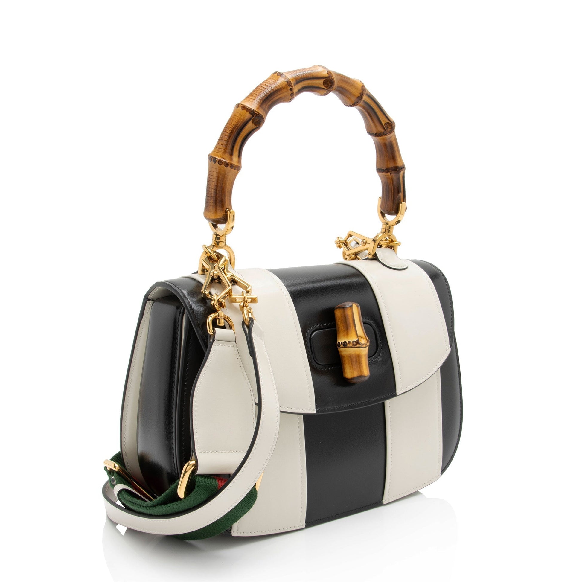 Gucci Nylon Leather Top Handle Shoulder Bag