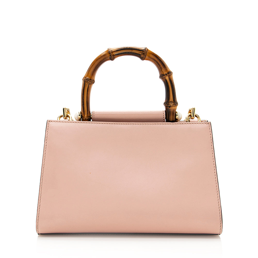 Gucci Leather Bamboo Nymphaea Top Handle Small Tote (SHF-19511)