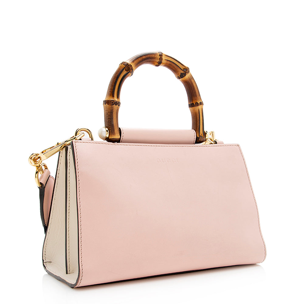 Gucci Leather Bamboo Nymphaea Top Handle Small Tote (SHF-20538)