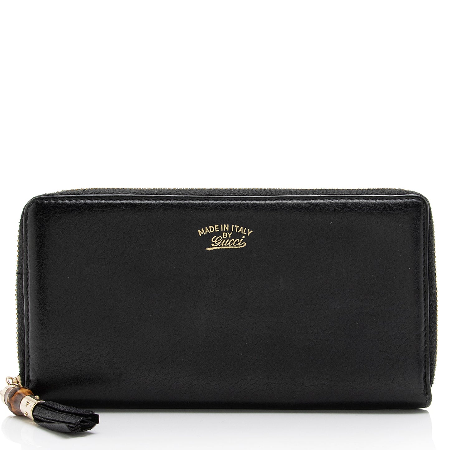 Gucci Leather Bamboo Tassel Zip Around Wallet (SHF-23545)