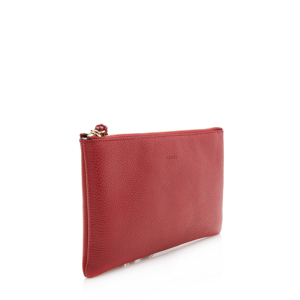 Gucci Leather Bamboo Tassel Zip Clutch (SHF-12686)
