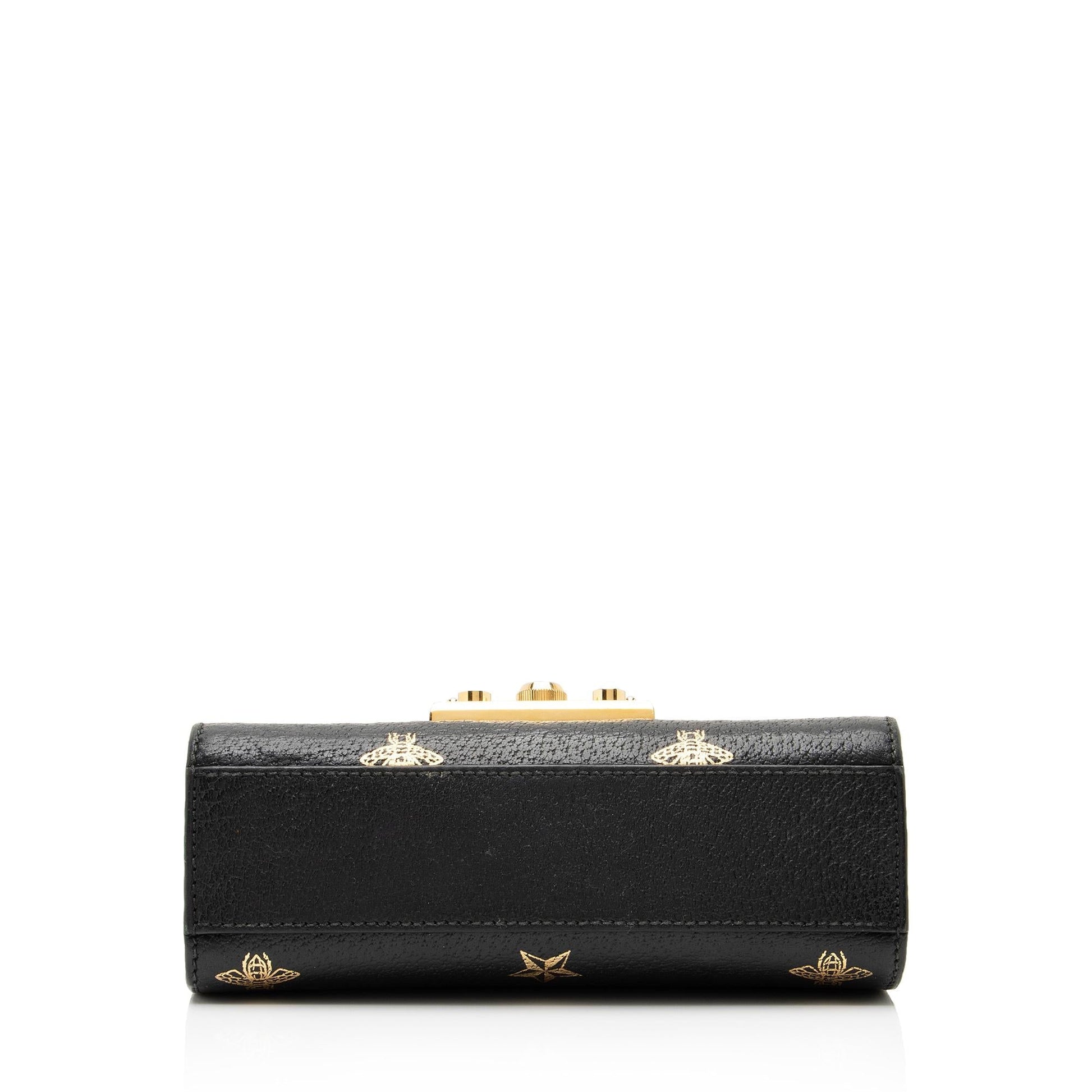 Gucci Leather Bee & Star Padlock Mini Shoulder Bag (SHF-23887)