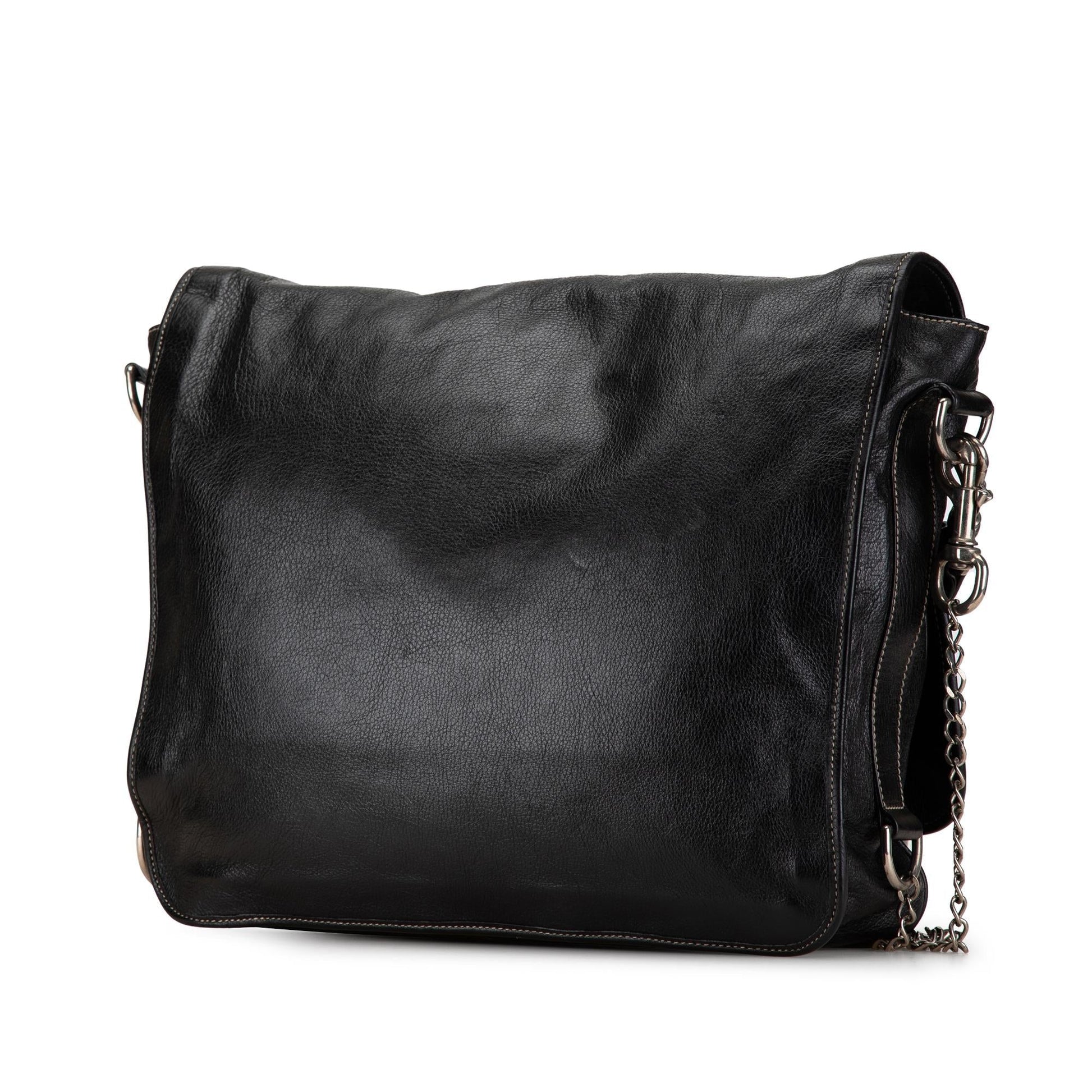 Gucci Leather Crest Chain Messenger Bag (SHG-FgBsnS)