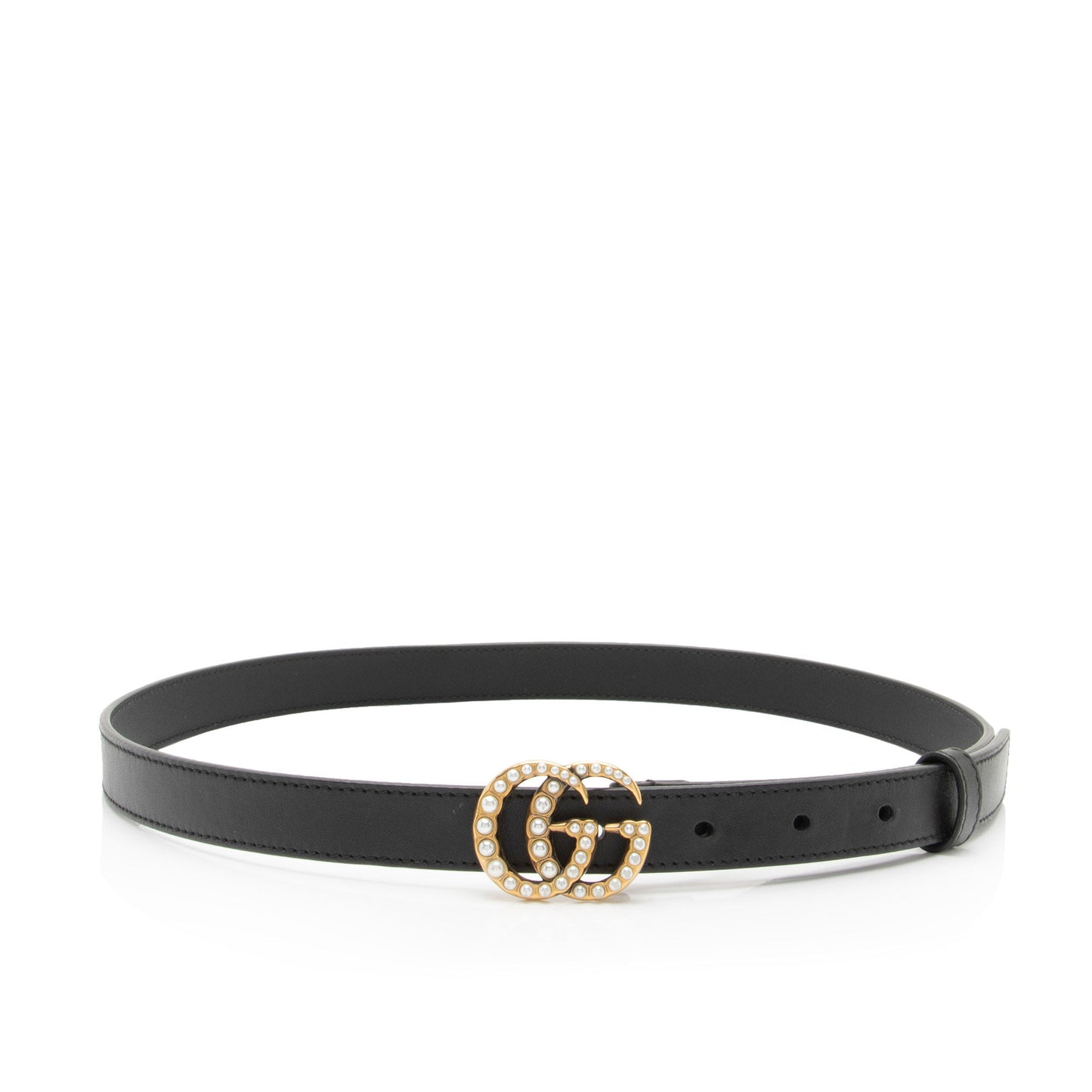 Gucci Leather Faux Pearl GG Belt - Size 32 / 80 (SHF-NSGBLR)