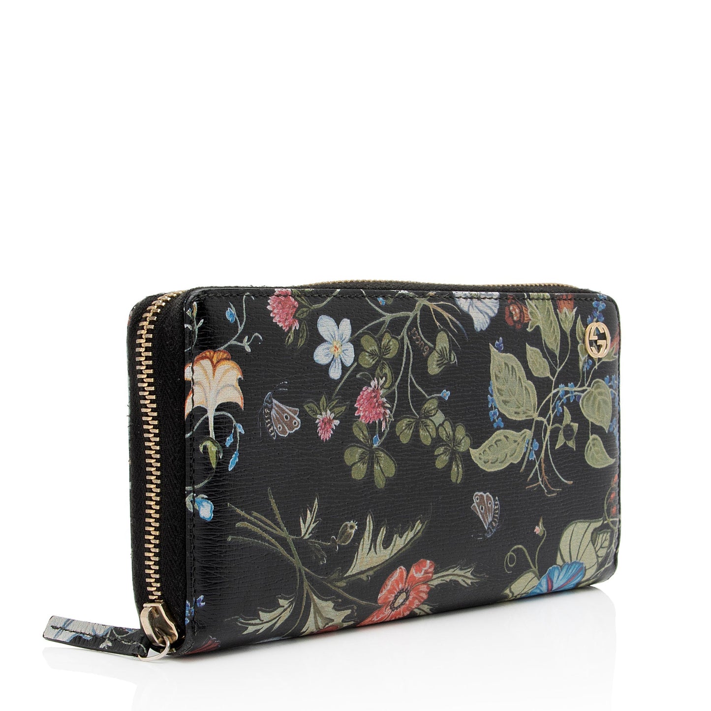 Gucci Leather Flora Knight Zip Around Wallet (SHF-GfjDtC)