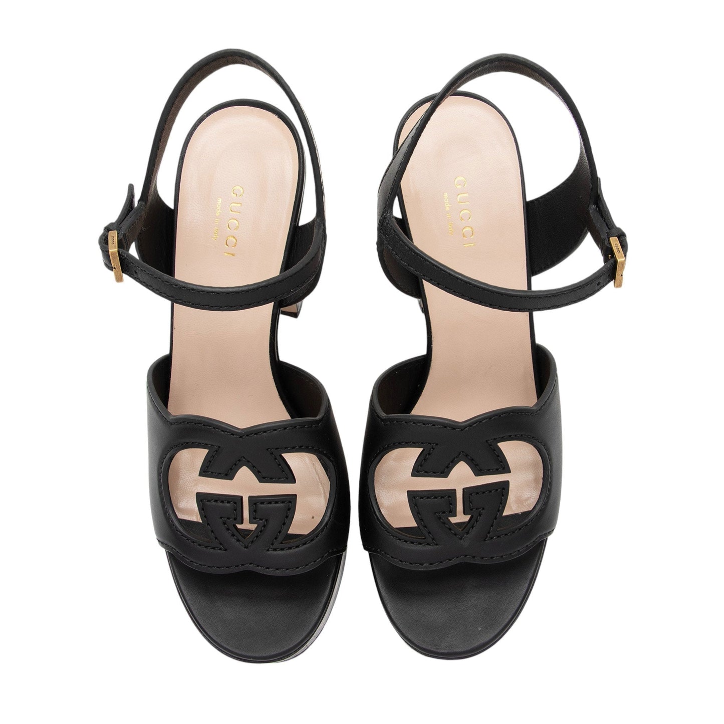 Gucci Leather Interlocking G Cutout Platform Sandals - Size 8 / 38 (SHF-tWIBX2)