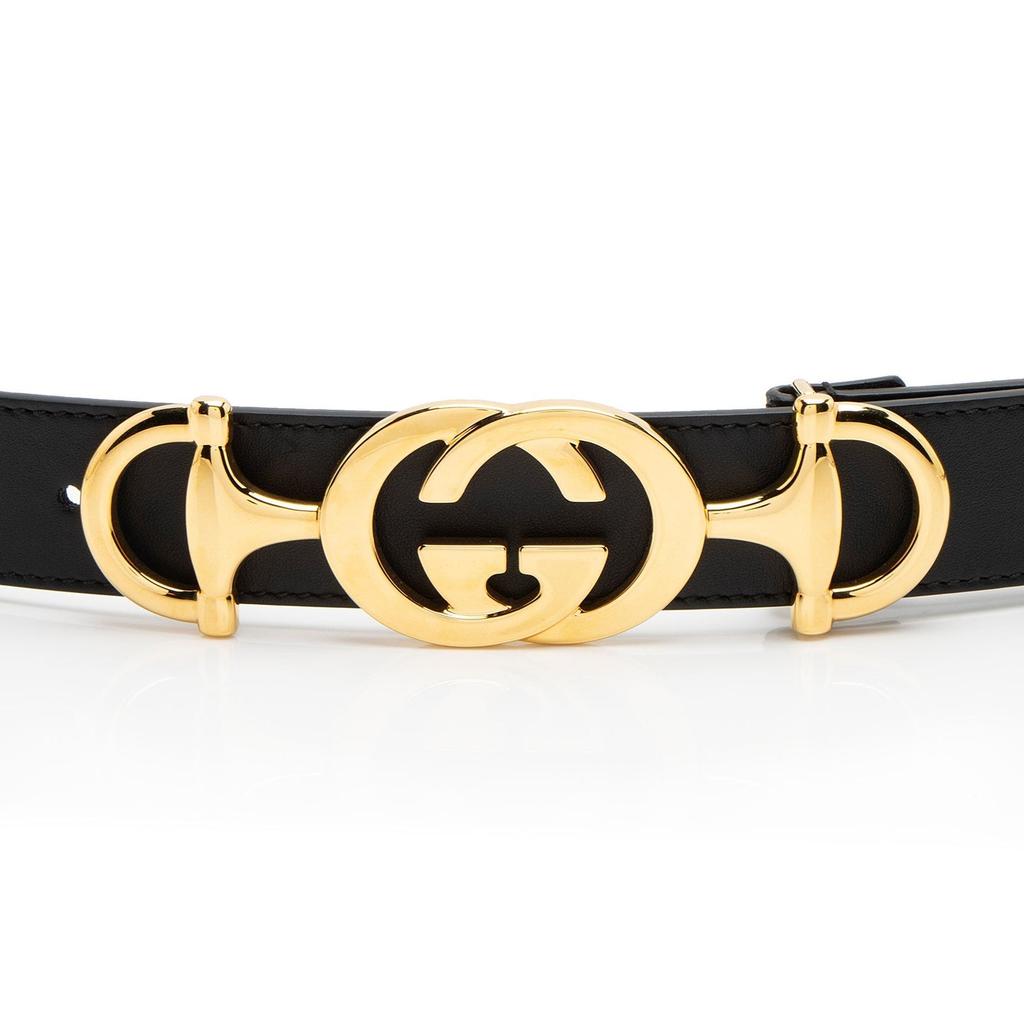 Gucci Leather GG Horsebit Belt - Size 32 / 80 (SHF-LymjNj)