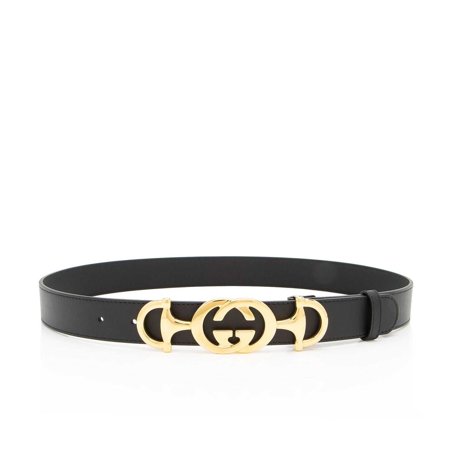 Gucci Leather GG Horsebit Belt - Size 32 / 80 (SHF-LymjNj)