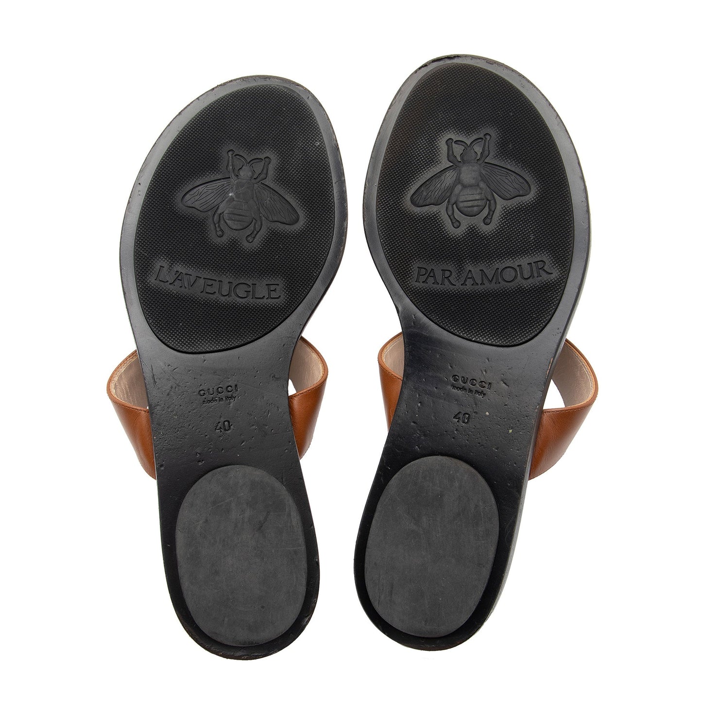 Gucci Leather GG Marmont Thong Sandals - Size 10 / 40 (SHF-8lraB5)