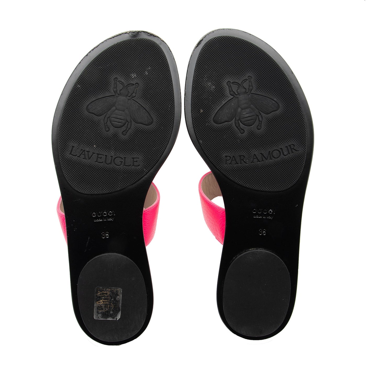 Gucci Leather GG Marmont T Strap Sandals - Size 6 / 36 (SHF-MHM08Q)