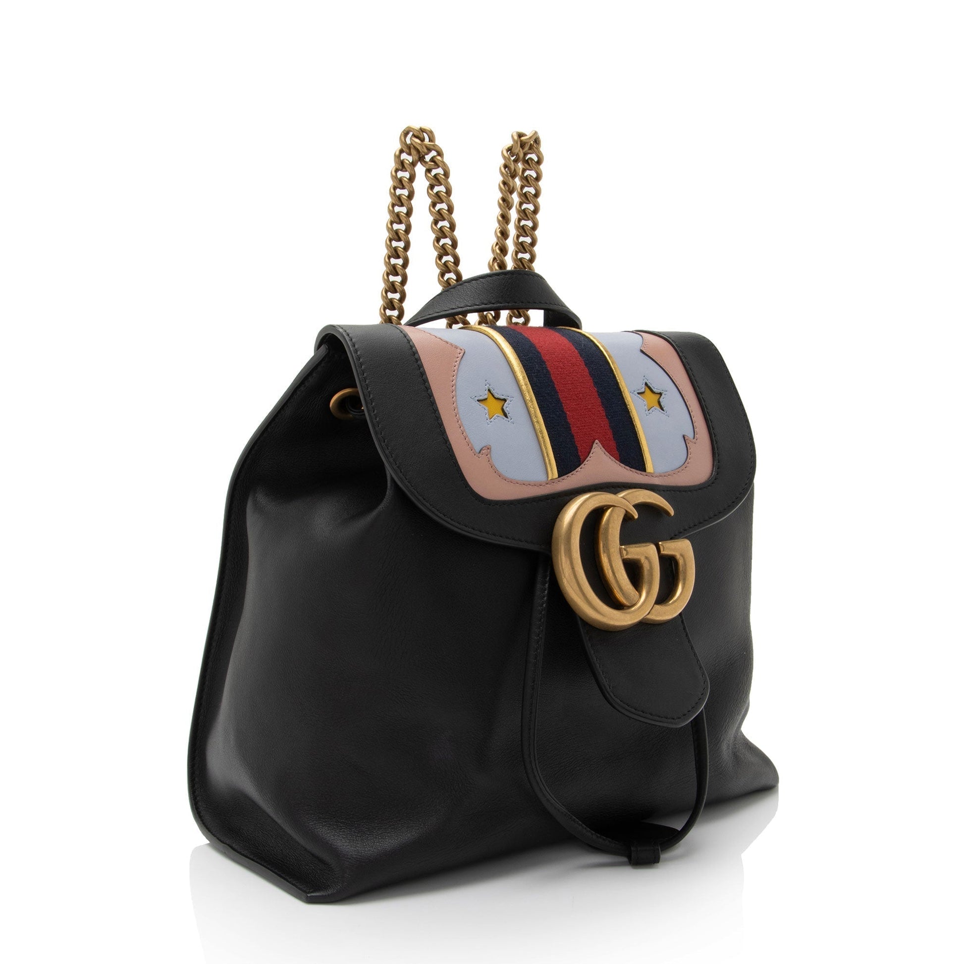 Gucci Nylon Chain Leather Shoulder Bag