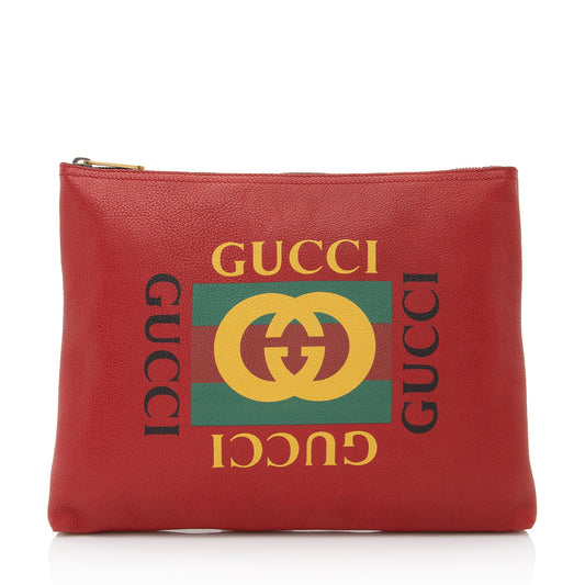 Gucci Leather Logo Zip Pouch (SHF-22192)