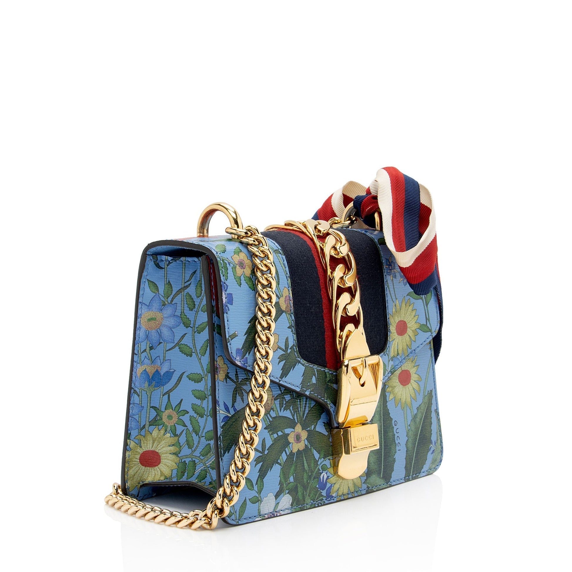 Gucci Nylon Chain Leather Shoulder Bag