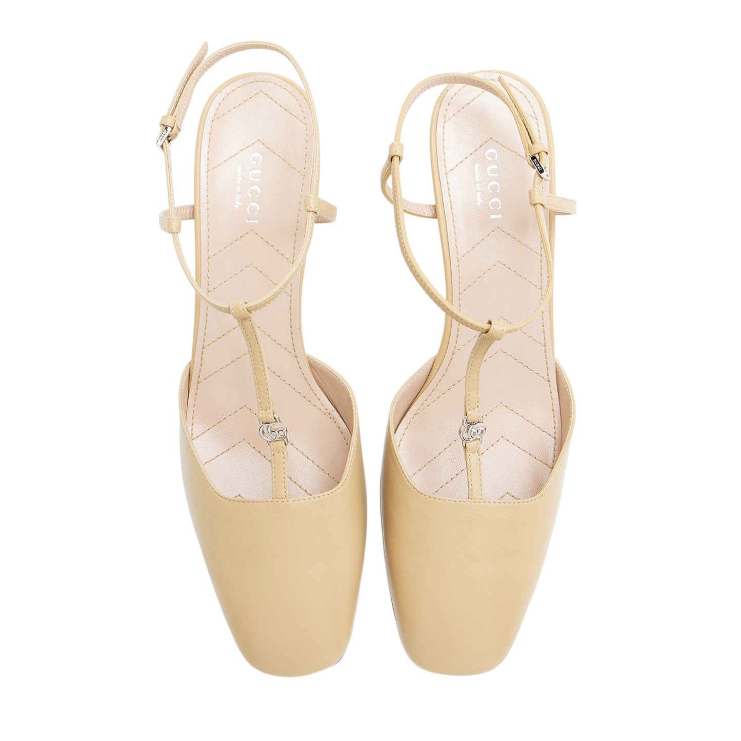 Gucci Leather Petite GG Charlotte Slingback Pumps - Size 8.5 / 38.5