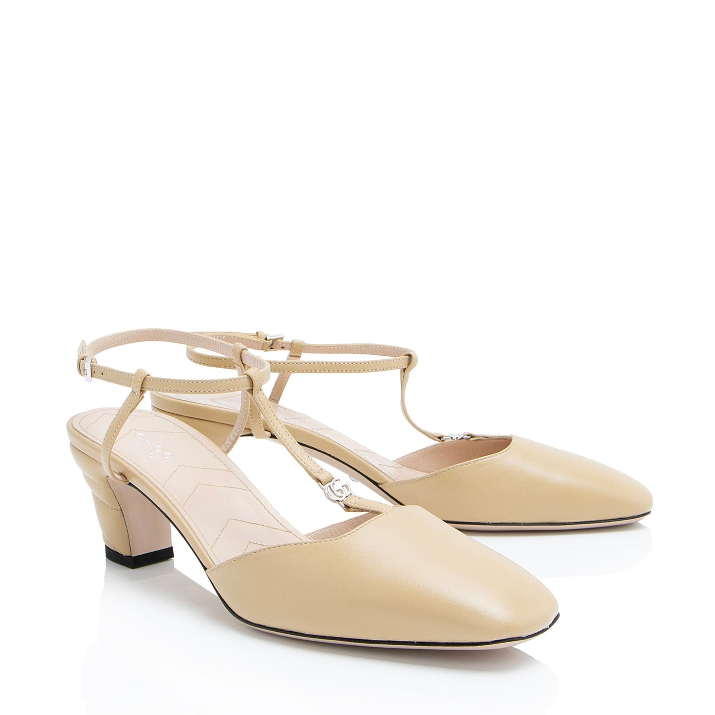 Gucci Leather Petite GG Charlotte Slingback Pumps - Size 8.5 / 38.5