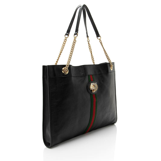 Gucci Nylon Pochette Leather Tote