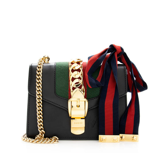 Gucci Sylvie Leather Nylon Shoulder Bag