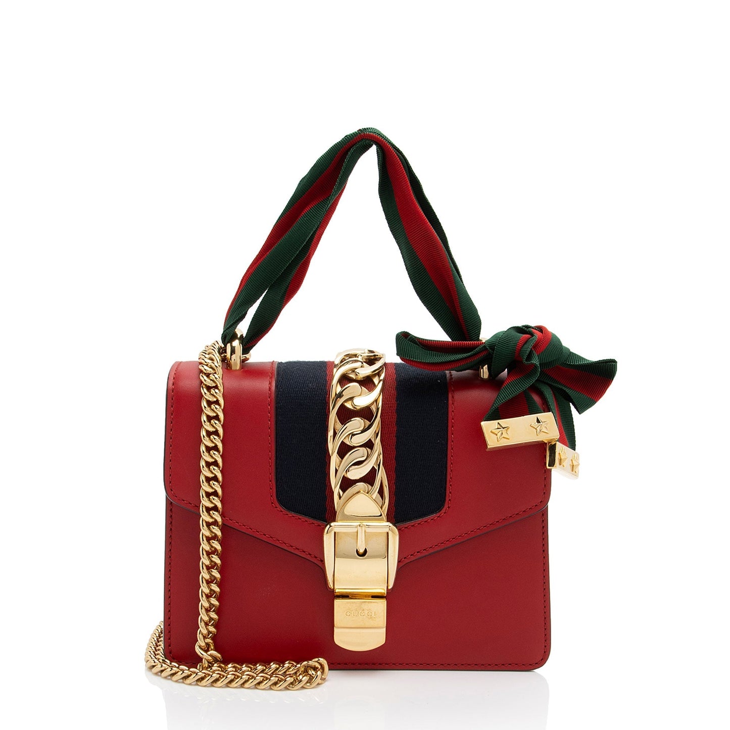 Gucci Nylon Chain Leather Shoulder Bag