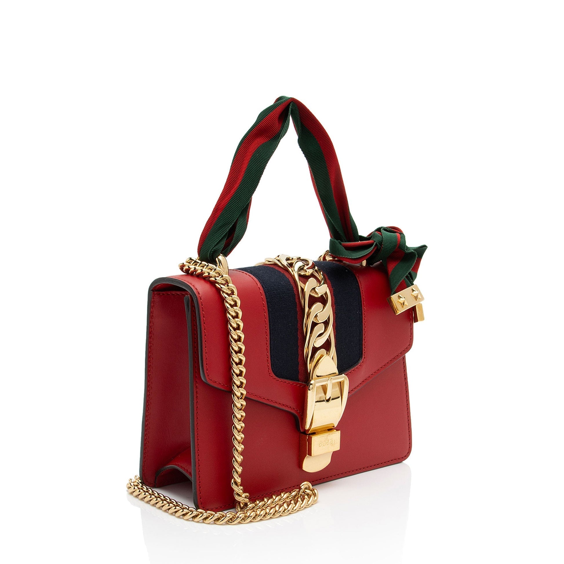 Gucci Nylon Chain Leather Shoulder Bag