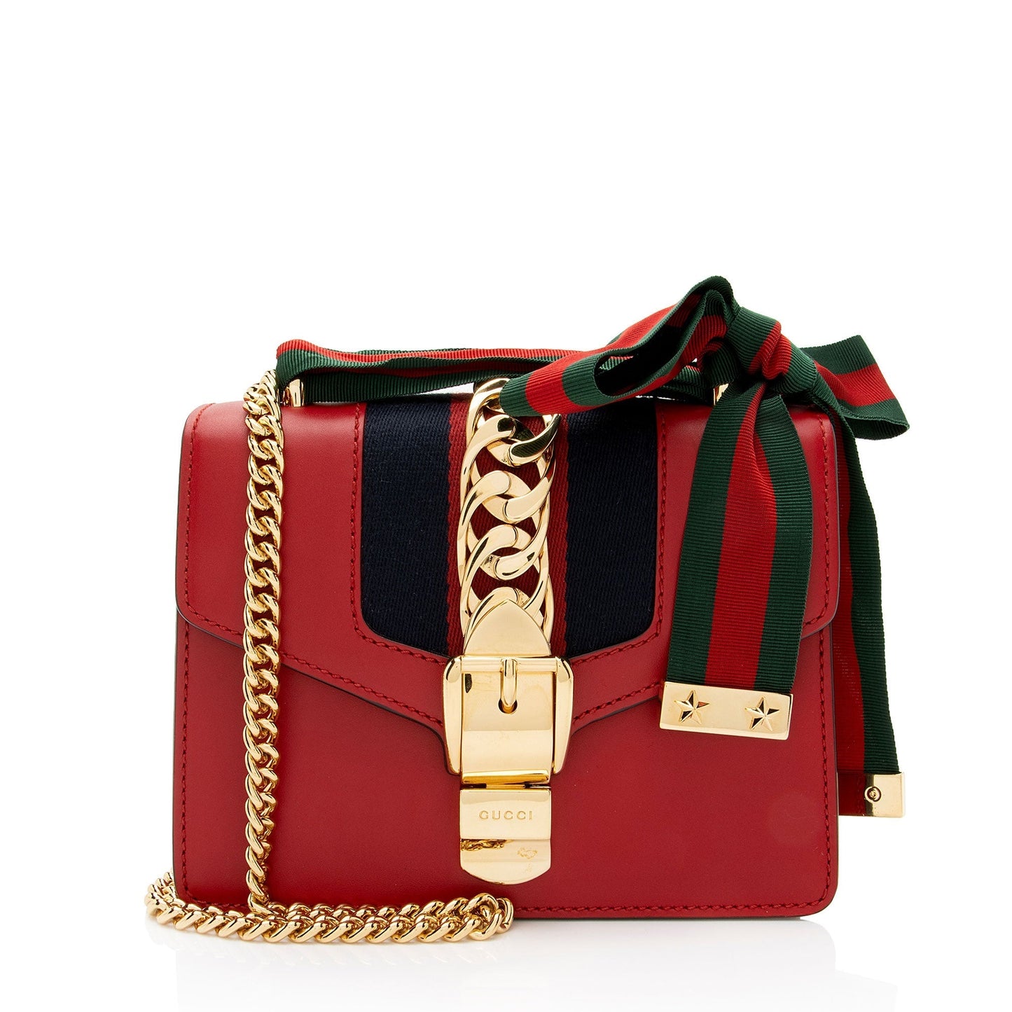Gucci Nylon Chain Leather Shoulder Bag