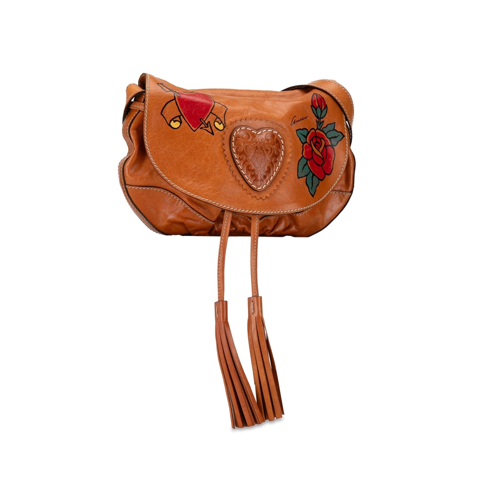Gucci Leather Tattoo Heart Tribeca Crossbody (SHG-DWNAXw)
