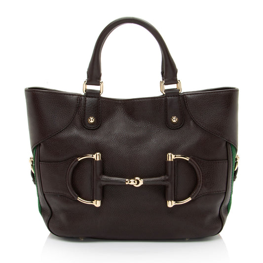 Gucci Leather Web Heritage Horsebit Tote