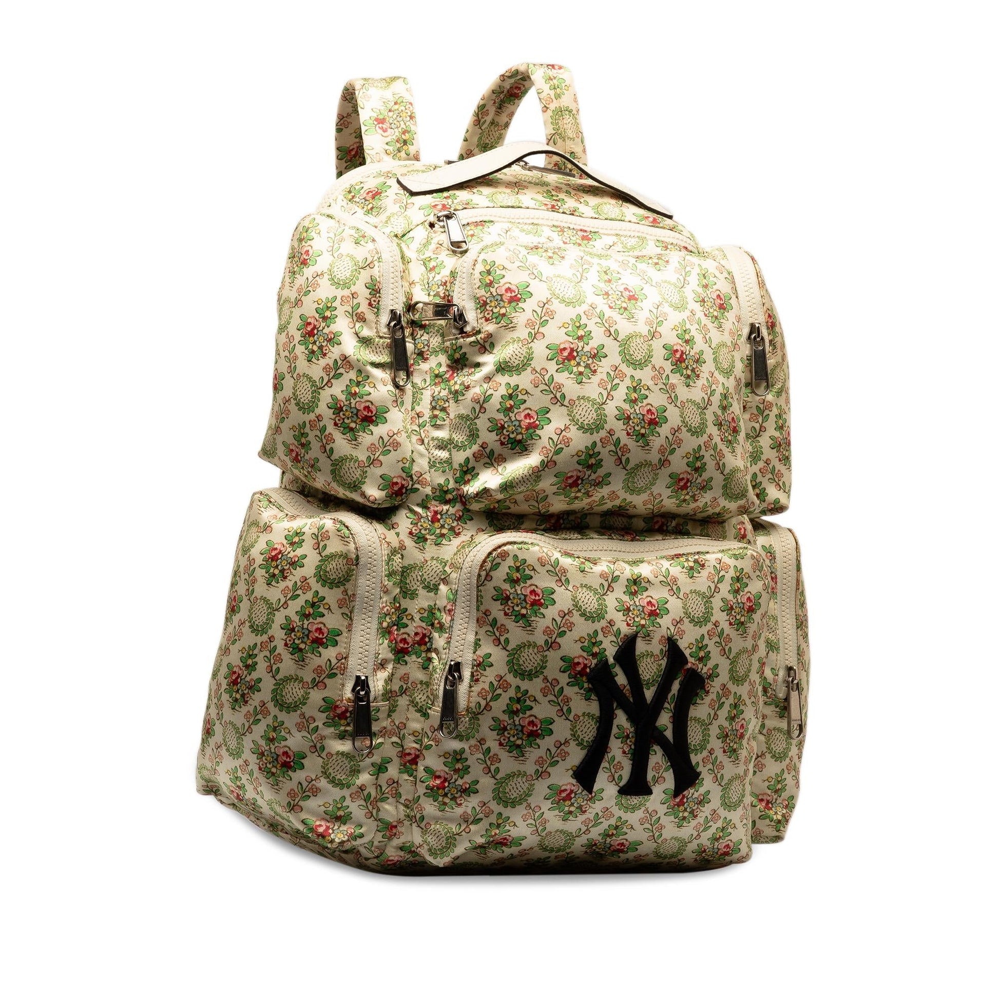 Gucci MLB Floral Satin NY Yankees Patch Backpack (SHG-chovBl)