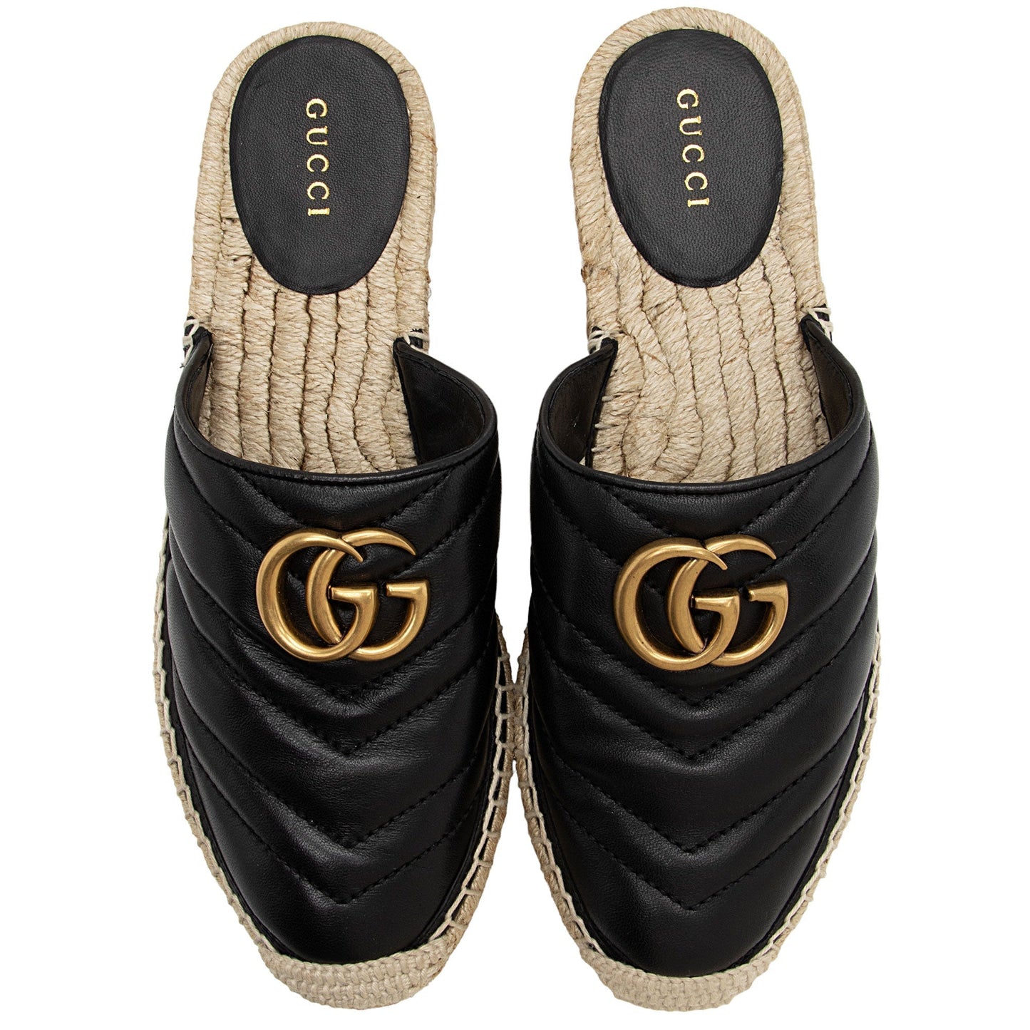 Gucci Matelasse Leather GG Marmont Espadrille Mules - Size 6 / 36 (SHF-GM62mi)