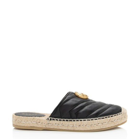 Gucci Matelasse Leather GG Marmont Espadrille Mules - Size 6 / 36 (SHF-GM62mi)