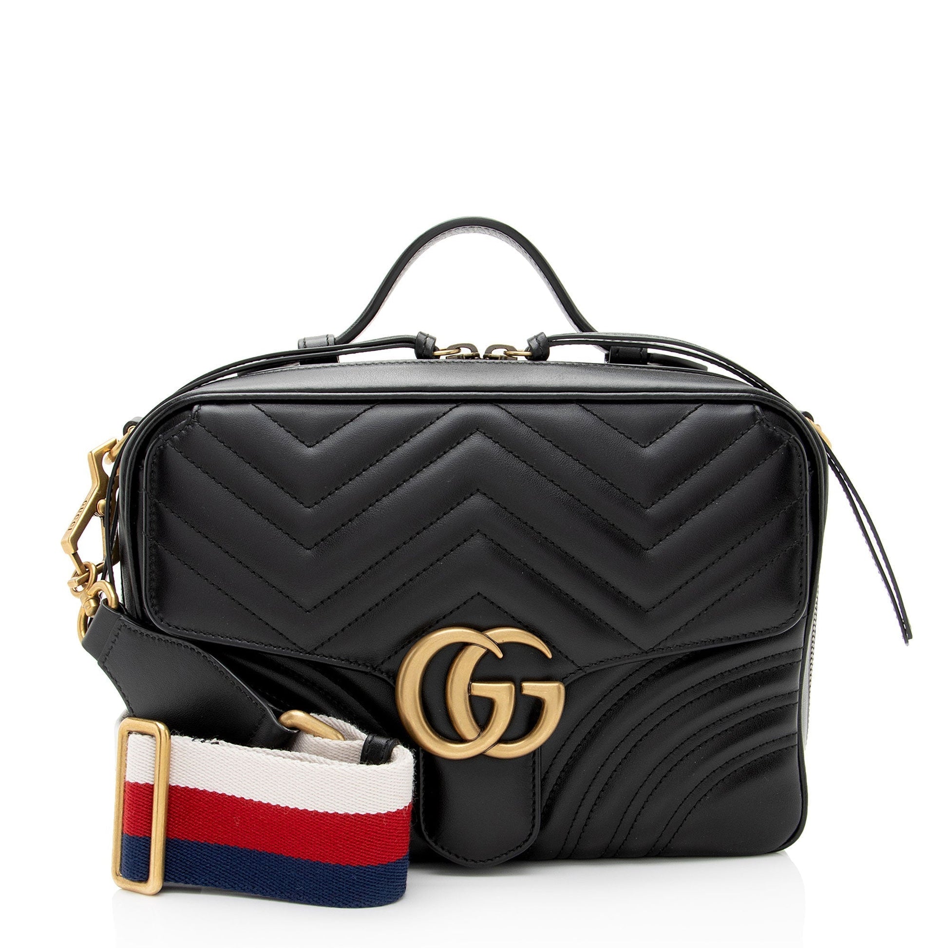 Gucci Nylon Leather Top Handle Crossbody