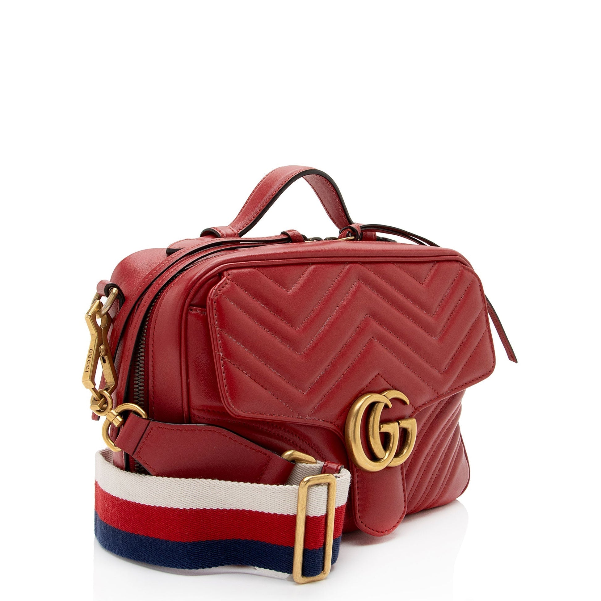 Gucci Nylon Leather Top Handle Crossbody