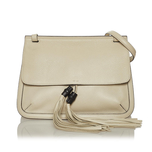 Gucci Medium Bamboo Daily Flap Leather Crossbody Bag (SHG-34409)