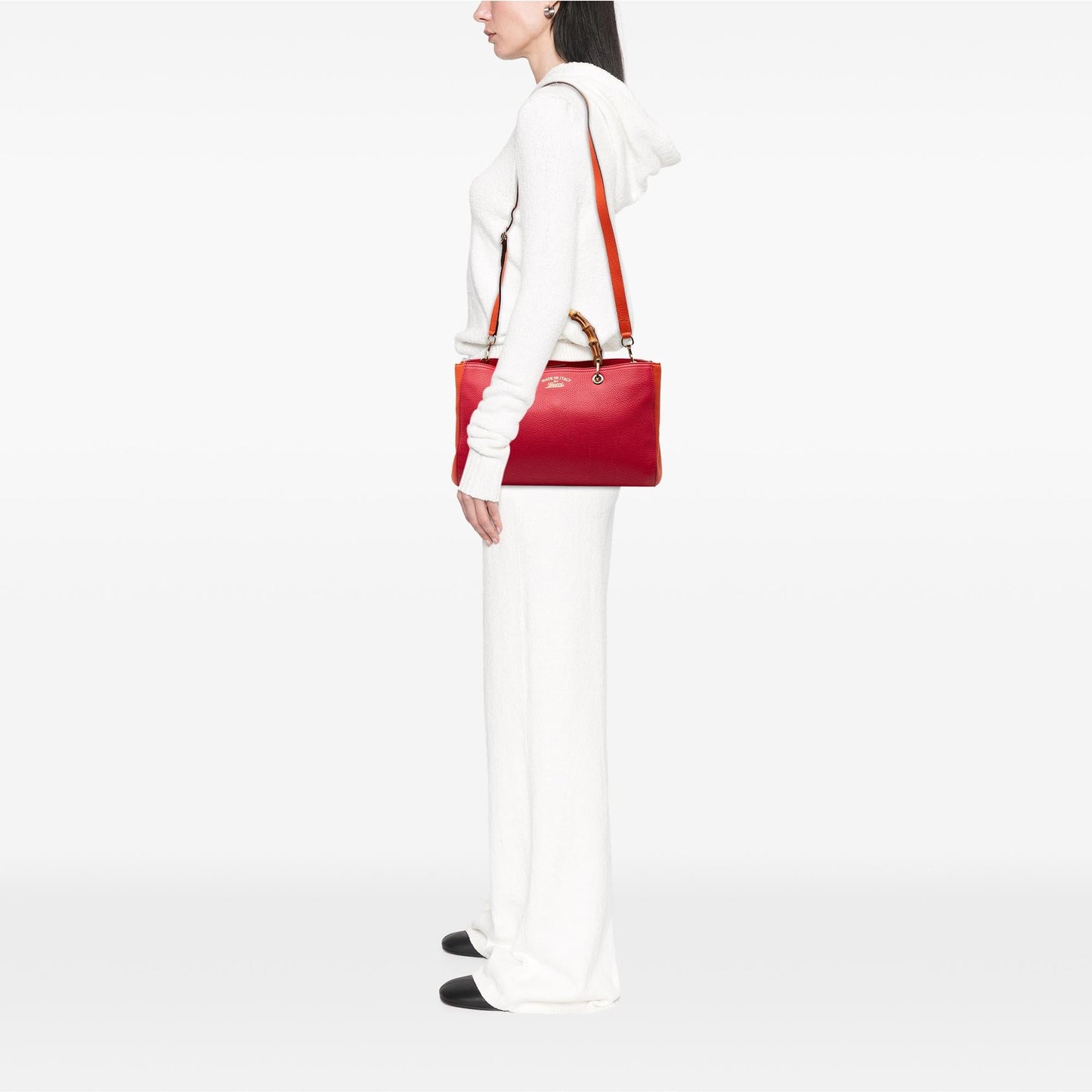 Gucci Medium Bicolor Calfskin Bamboo Shopper Satchel