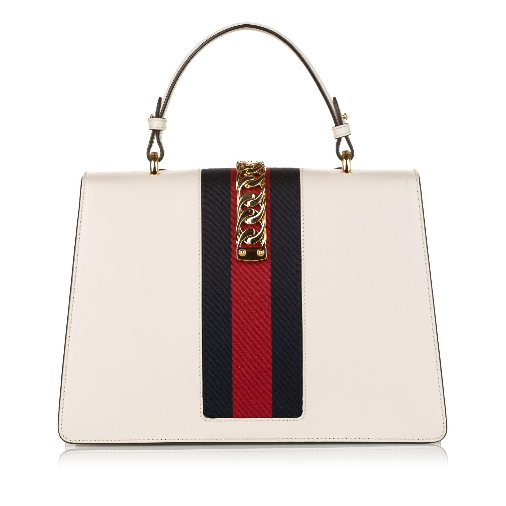 Gucci Medium Embroidered Leather Sylvie Satchel (SHG-33172)