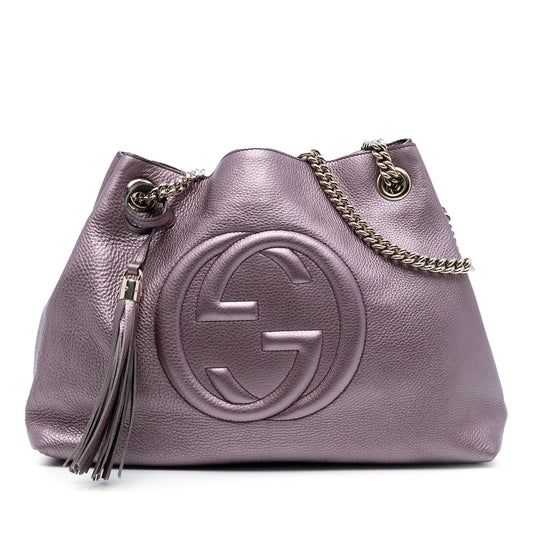 Gucci Medium Metallic Leather Soho Chain Tote