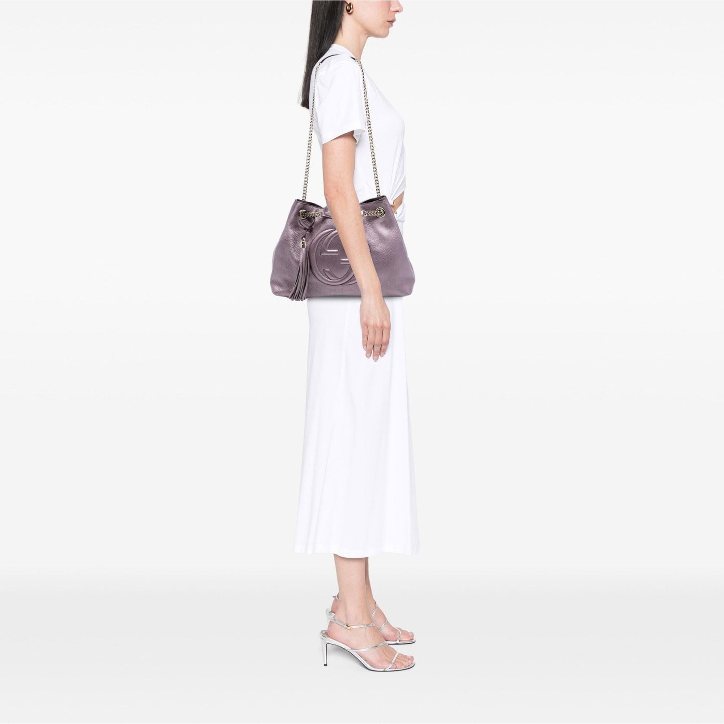 Gucci Medium Metallic Leather Soho Chain Tote